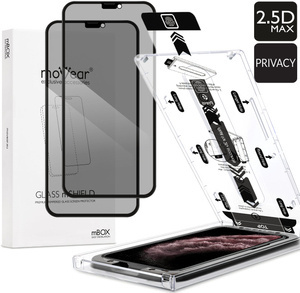 2 szt. | moVear mBOX GLASS mSHIELD 2.5D MAX privacy do Apple iPhone 11 Pro Max / Xs MAX (6.5") (Anty spy, z Aplikatorem)