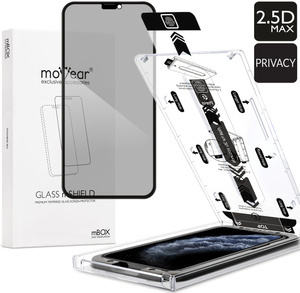 moVear mBOX GLASS mSHIELD 2.5D MAX privacy do Apple iPhone 11 Pro / Xs / X (5.8") (Anty spy, z Aplikatorem)