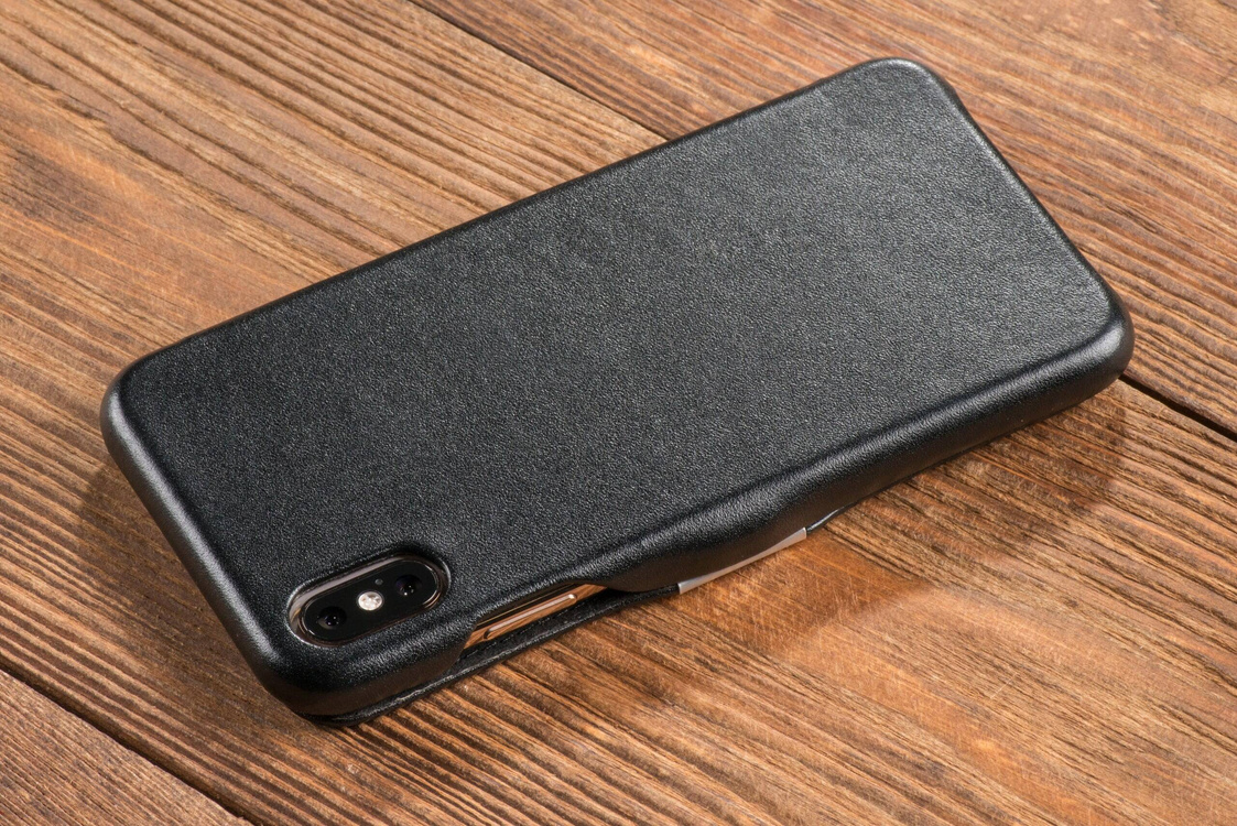 moVear flipSide C skórzane etui do Apple iPhone Xs MAX (6.5") | Skóra naturalna gładka (Czarna)