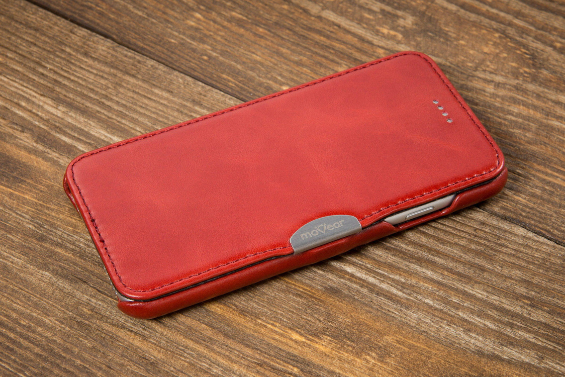 moVear flipSide C+ Skórzane Etui do Apple iPhone 6 / 6s | Skóra Vintage | Czerwony