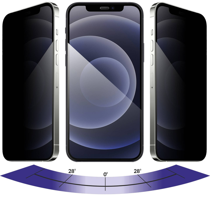 moVear mBOX GLASS mSHIELD 2.5D MAX privacy do Apple iPhone 12 Pro / 12 (6.1") (Anty spy, z Aplikatorem)
