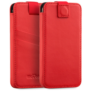 moVear pocketCase C+ skórzana wsuwka do Apple iPhone 11 Pro MAX / Xs MAX / 11 / XR / 8/7/6 Plus | Skóra naturalna nappa (Czerwona)