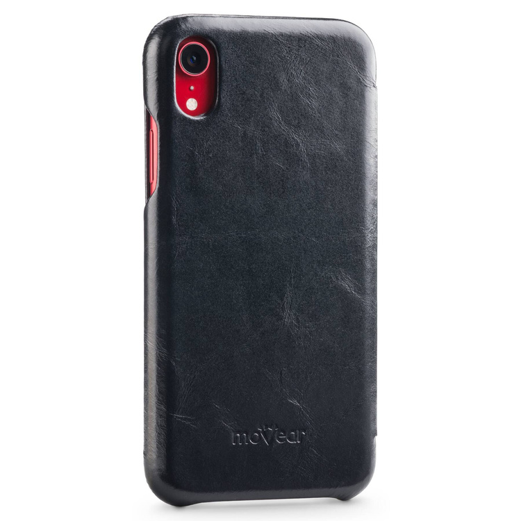 moVear flipSide S skórzane etui do Apple iPhone Xr (6.1") | Skóra naturalna vintage (Czarna)
