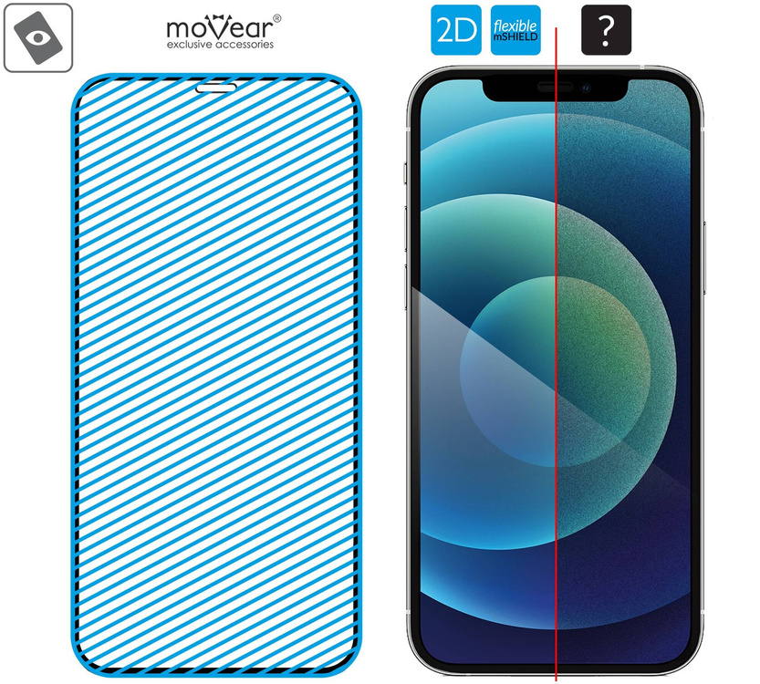 moVear flexible mSHIELD 2D do Apple iPhone 12 Pro / 12 (6.1"). Pancerne szkło hybrydowe.