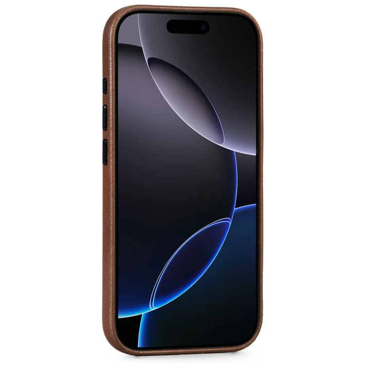 moVear backCover 4S Skórzane plecki do Apple iPhone 16 Pro (6.3") | kompatybilne z MagSafe, Skóra naturalna olejowana (Ciemnobrązowa)