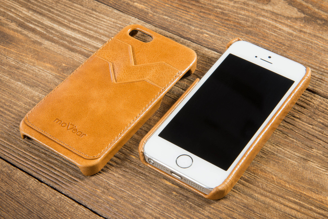 moVear backCover S+ Skórzane Etui Plecki do Apple iPhone SE / 5s / 5 | Skóra Vintage | Jasnobrązowy