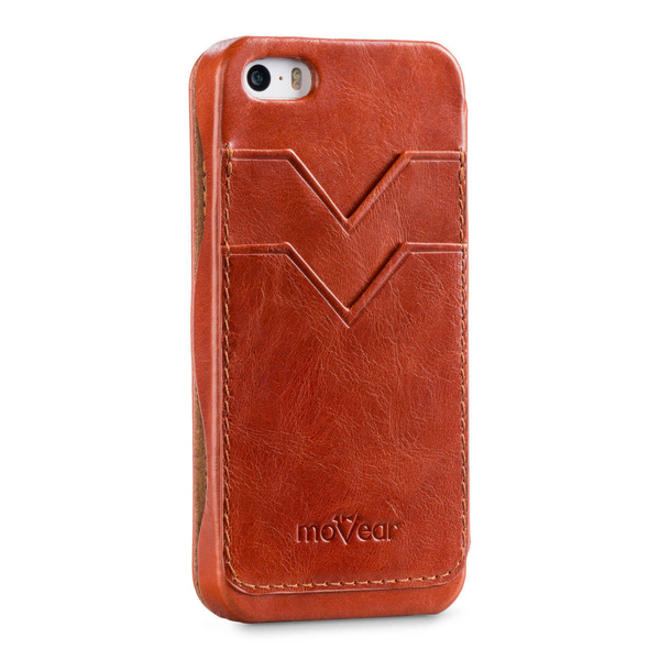 moVear flipSide C+ Skórzane Etui do Apple iPhone SE / 5s / 5 | Skóra Vintage | Brązowy
