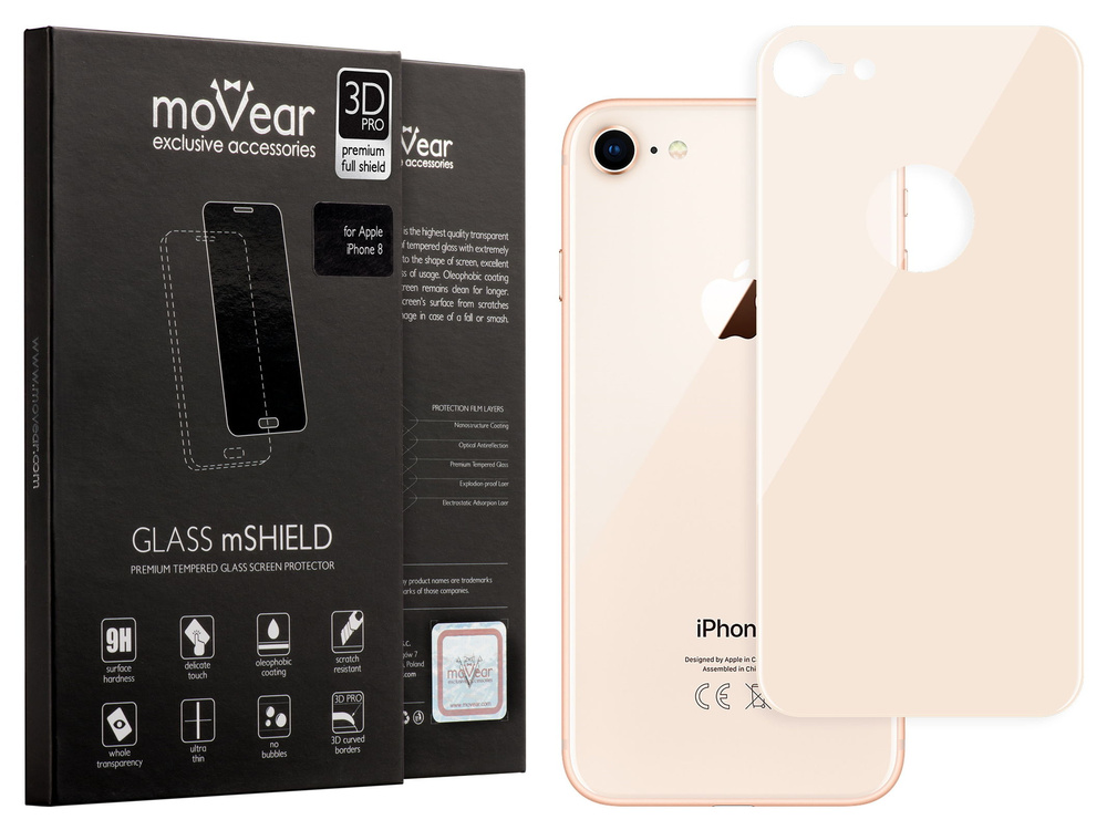 moVear GLASS mSHIELD 3D PRO na Apple iPhone 8 | Szkło Hartowane (na Tył)