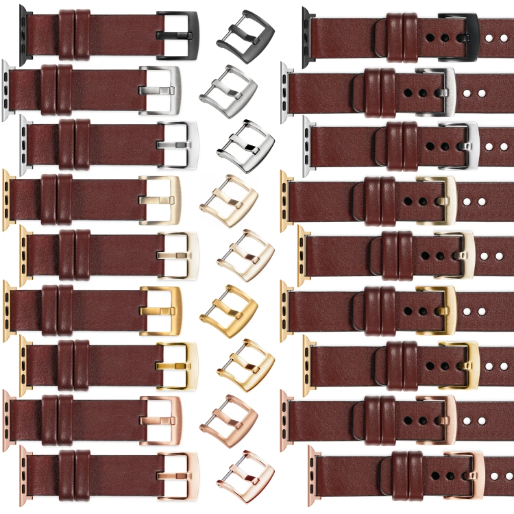 moVear Prestige S1 Skórzany pasek 22mm do Apple Watch 10 / 9 / 8 / 7 / 6 / 5 / 4 / SE (42/41/40mm) | Kasztanowy [adapter i klamra do wyboru]