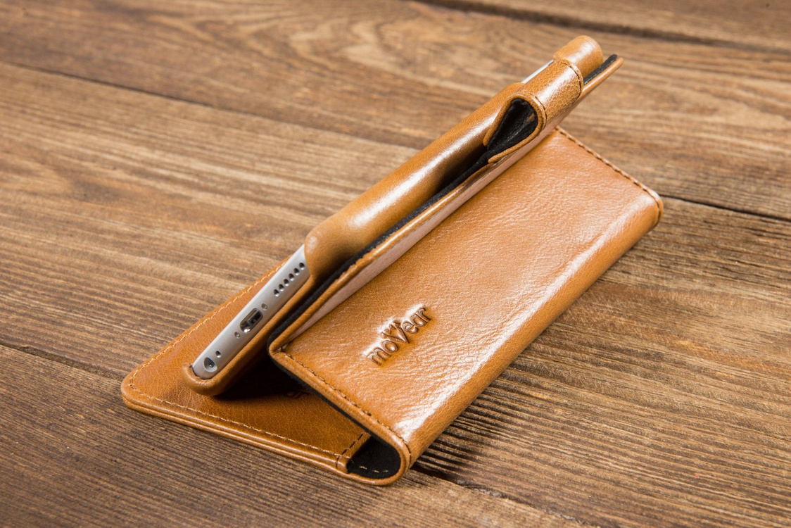 moVear multiCover W Skórzane Etui 3w1 do Apple iPhone 6 / 6s | Portfel, Wallet | Skóra Vintage | Jasnobrązowy