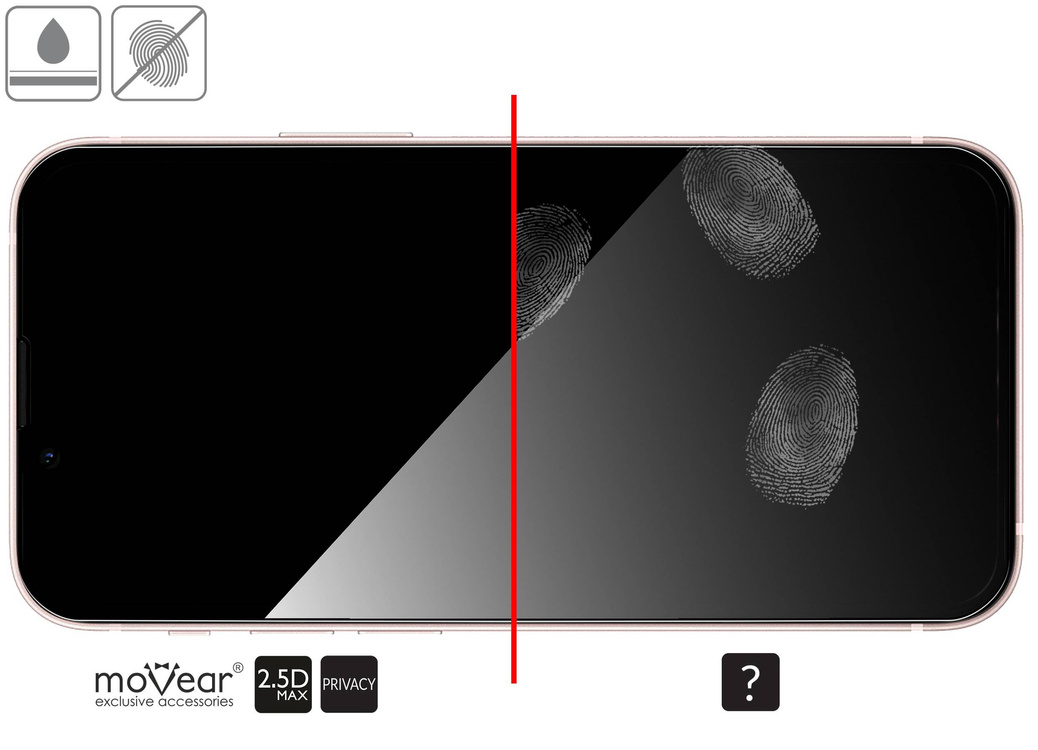 moVear GLASS mSHIELD 2.5D MAX privacy do Apple iPhone 13 Mini (5.4") (Prywatyzujące, kompatybilne z etui)