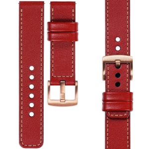 moVear Prestige C1 Skórzany pasek 20mm do zegarka | Czerwony szkarłatny, różowe złoto przeszycie [rozmiary XS-XXL i klamra do wyboru]
