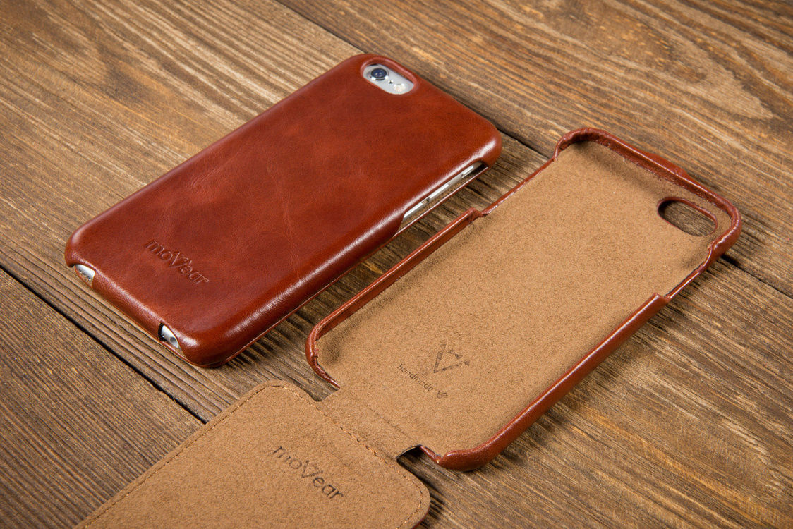 moVear flipDown C Skórzane Etui do Apple iPhone 6 / 6s | Skóra Vintage | Brązowy