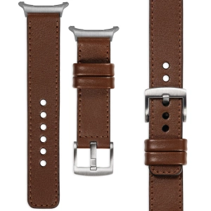 moVear Prestige C1 Skórzany pasek 24mm do Samsung Galaxy Watch Ultra | Ciemnobrązowy, ciemnobrązowe przeszycie [rozmiary XS-XXL i klamra do wyboru]