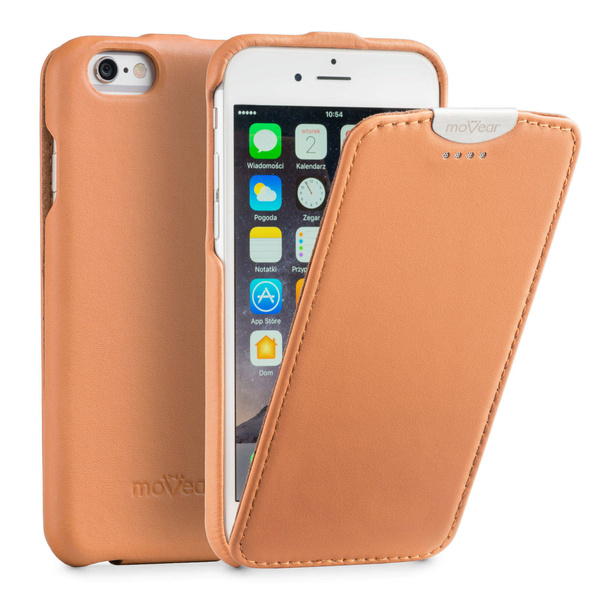 moVear flipDown C Skórzane Etui do Apple iPhone 6 / 6s | Skóra Gładka | Cappuccino