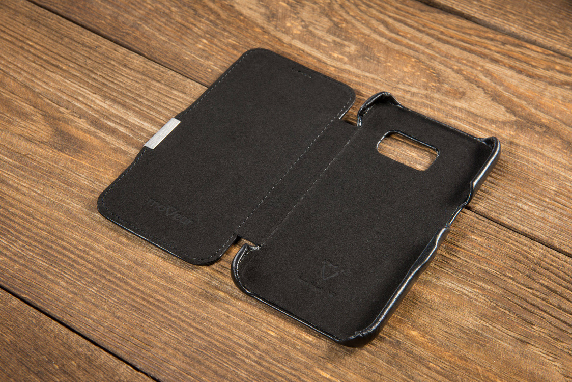 moVear flipSide C+ Skórzane Etui do Samsung Galaxy S7 | Skóra Gładka | Czarny