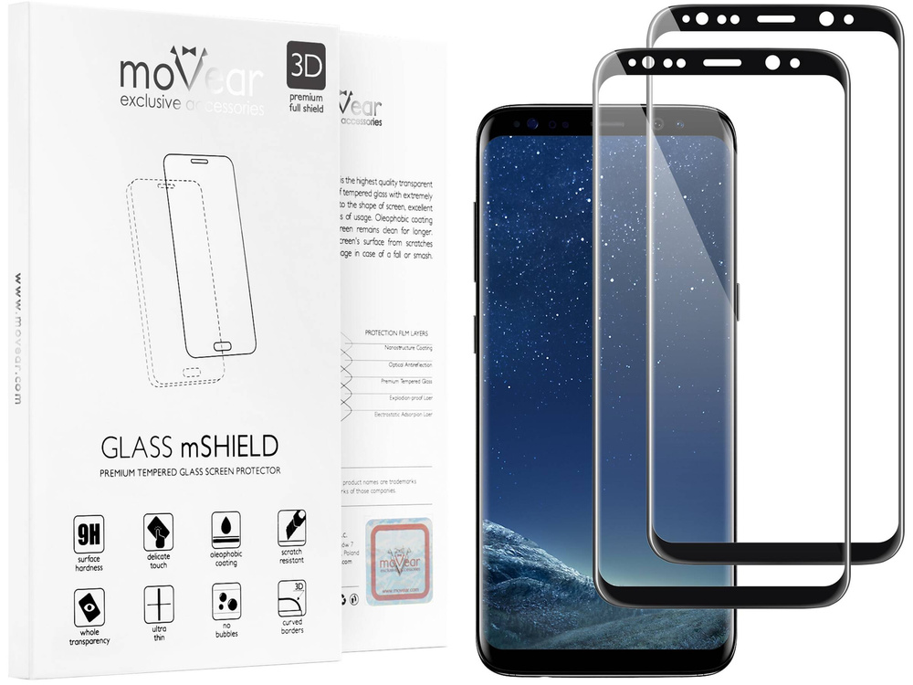 2 szt. | moVear GLASS mSHIELD 3D do Samsung Galaxy S8+ (Plus) (6.2") (na cały ekran)