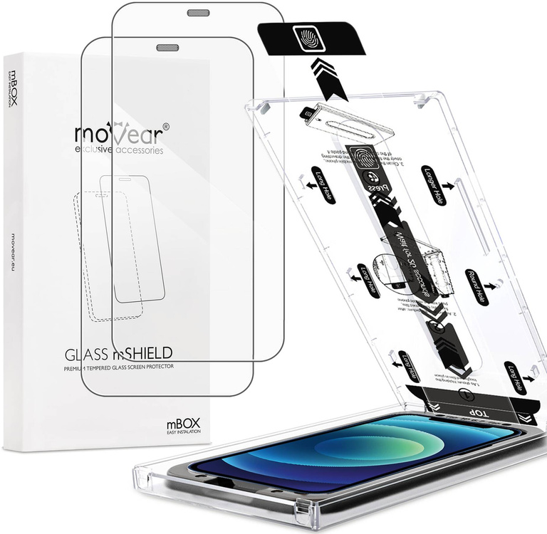 2 szt. | moVear mBOX GLASS mSHIELD 2.5D do Apple iPhone 12 Pro / 12 (6.1") (łatwy montaż)