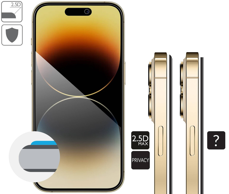 2 szt. | moVear GLASS mSHIELD 2.5D MAX privacy do Apple iPhone 14 Pro (6.1") (Prywatyzujące, kompatybilne z etui)