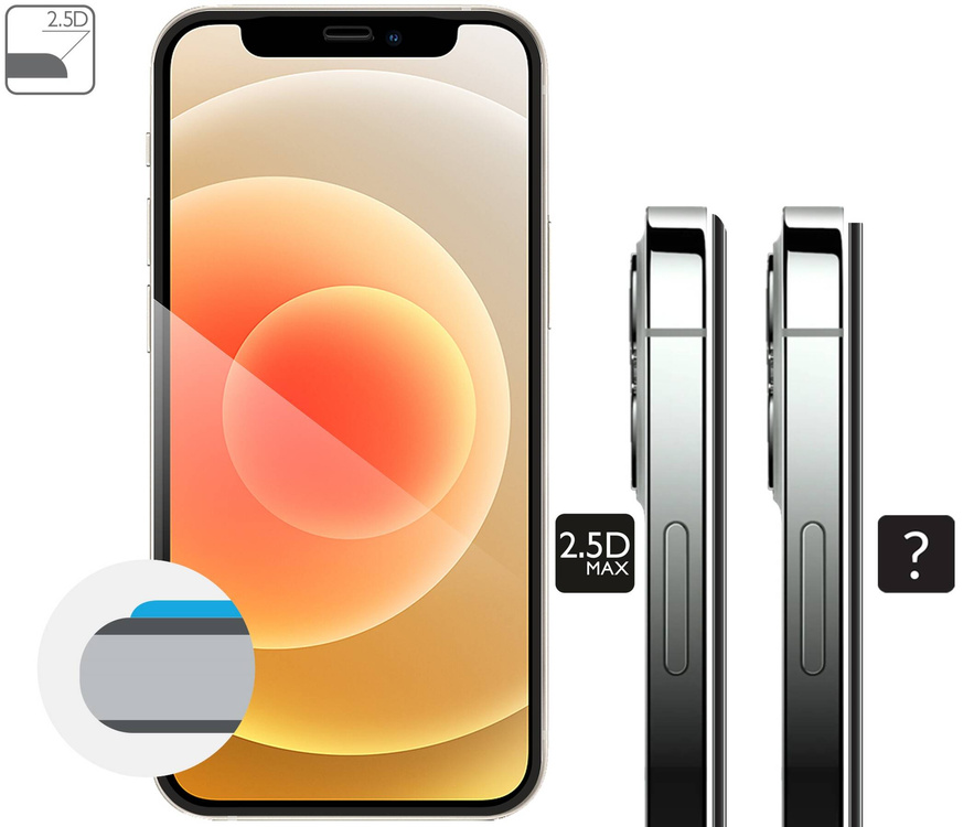 moVear GLASS mSHIELD 2.5D MAX do Apple iPhone 12 Mini (5.4") (kompatybilne z etui)