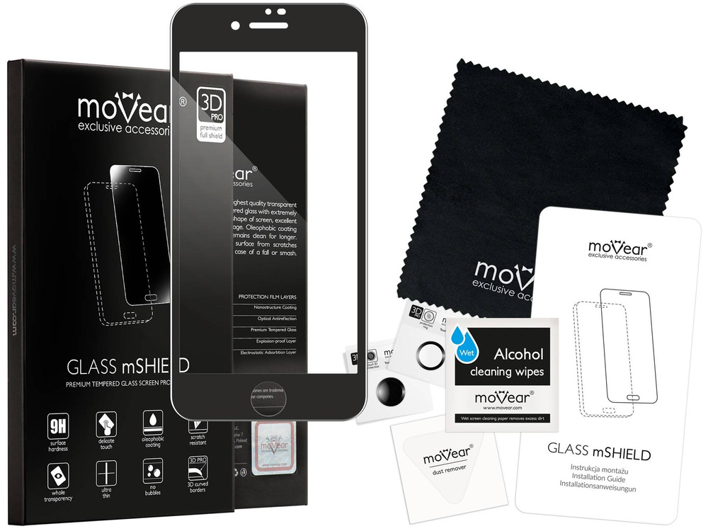 moVear GLASS mSHIELD 3D PRO do Apple iPhone 8 / 7 (4.7") (na cały ekran)