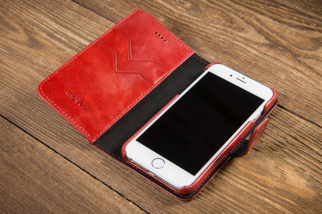 moVear multiCover W Skórzane Etui 3w1 do Apple iPhone 6 / 6s | Portfel, Wallet | Skóra Vintage | Czerwony