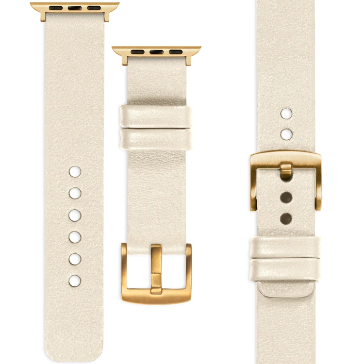 moVear Prestige S1 Skórzany pasek 22mm do Apple Watch 10 / 9 / 8 / 7 / 6 / 5 / 4 / SE (42/41/40mm) | Beżowy [adapter i klamra do wyboru]