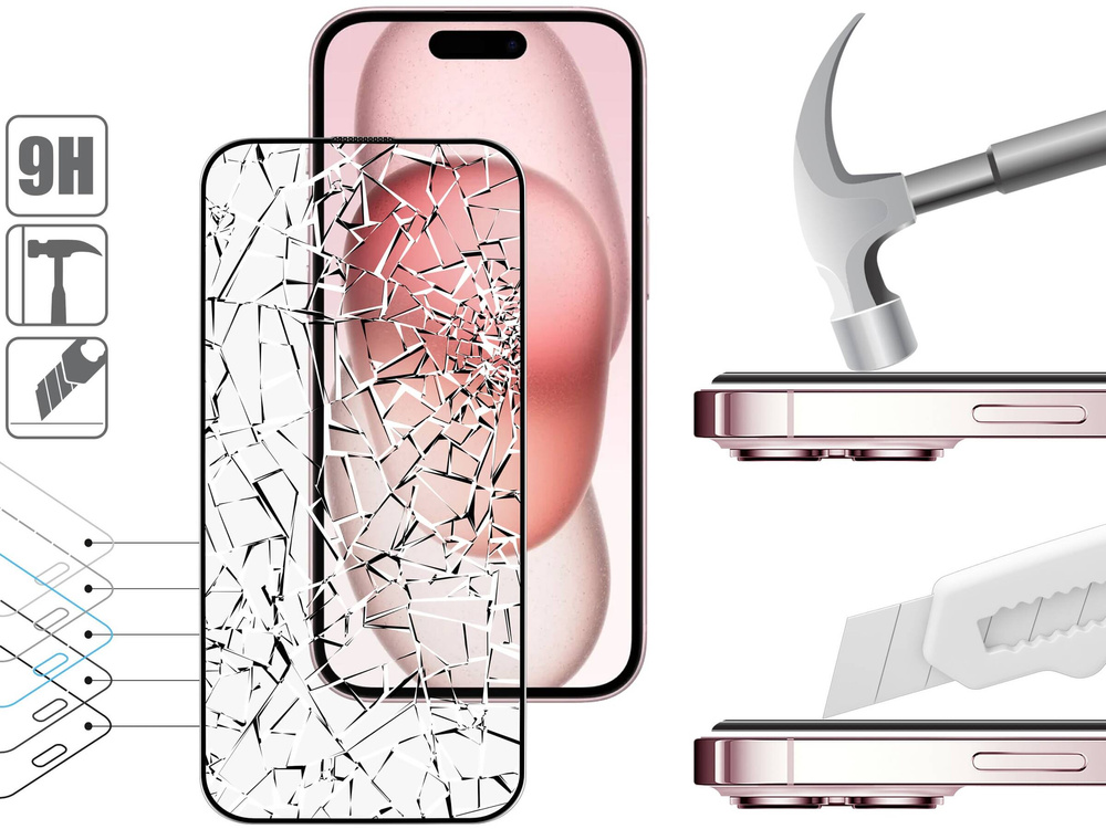 2 szt. | moVear mBOX GLASS mSHIELD 2.5D MAX MATT do Apple iPhone 16 / 15 (6,1") (Antyrefleksyjne, kompatybilne z etui, z Aplikatorem)