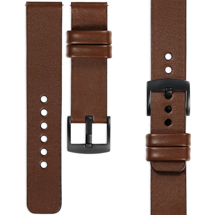 moVear Prestige S1 Skórzany pasek 22mm do Xiaomi Watch S1 / Mi Watch / Amzfit | Ciemnobrązowy [rozmiary XS-XXL i klamra do wyboru]