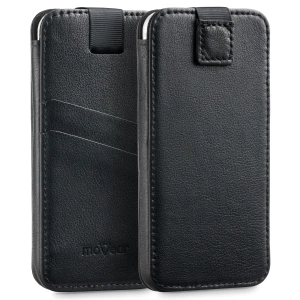 moVear pocketCase C+ skórzana wsuwka do Samsung rozmiar M (ok 148 x 71 x 8mm) | Skóra naturalna nappa (Czarna)