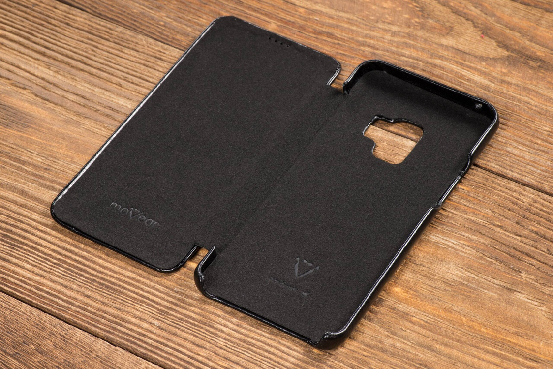 moVear flipSide S skórzane etui do Samsung Galaxy S9 (5.8") | Skóra naturalna vintage (Czarna)