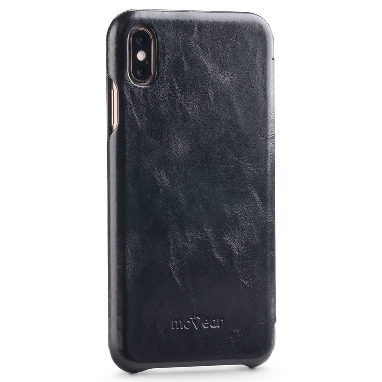 moVear flipSide S skórzane etui do Apple iPhone Xs MAX (6.5") | Skóra naturalna vintage (Czarna)