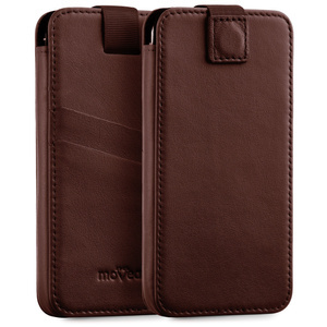 moVear pocketCase C+ skórzana wsuwka do Apple iPhone 16/15/14 Plus, 13/12/11 Pro MAX, Xs MAX / 11 / XR / 8/7/6 Plus | Skóra naturalna nappa (Ciemnobrązowa)