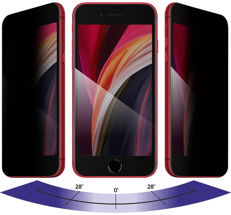 moVear GLASS mSHIELD 2.5D MAX privacy do Apple iPhone SE (2022 / 2020) / 8 / 7 (4.7") (Prywatyzujące, kompatybilne z etui)