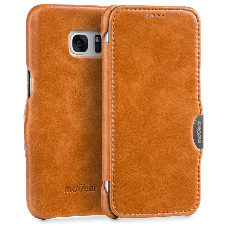 moVear flipSide C Skórzane Etui do Samsung Galaxy S7 | Skóra Vintage | Jasnobrązowy
