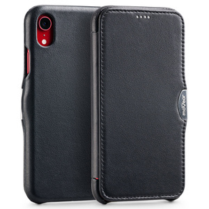 moVear flipSide C skórzane etui do Apple iPhone Xr (6.1") | Skóra naturalna nappa (Czarna)