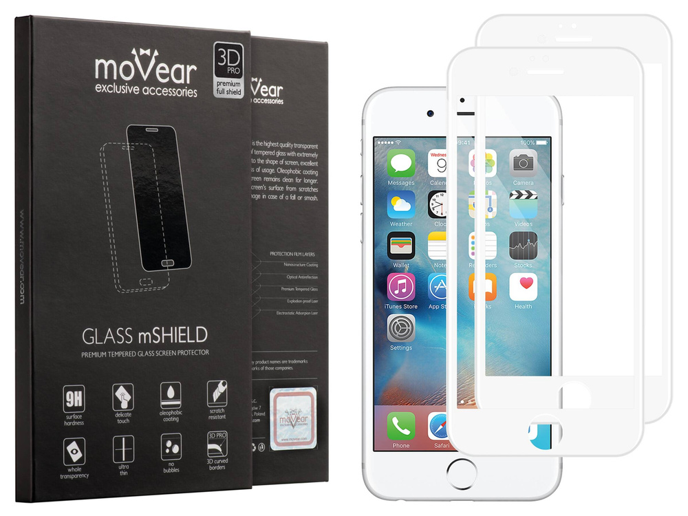 2 szt. | moVear GLASS mSHIELD 3D PRO do Apple iPhone 6 Plus / 6s Plus (5.5") (na cały ekran)
