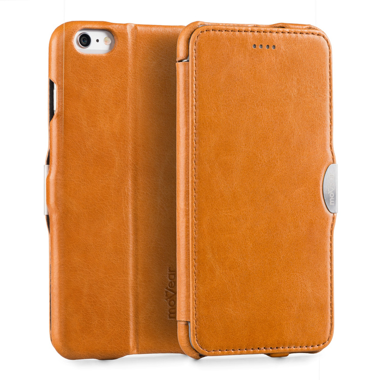 moVear flipSide C skórzane etui do Apple iPhone 6 Plus / 6s Plus (5.5") | Skóra naturalna vintage (Jasnobrązowa)