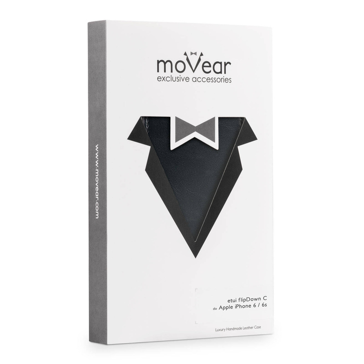 moVear flipDown C Skórzane Etui do Apple iPhone 6 / 6s | Skóra Vintage | Czarny