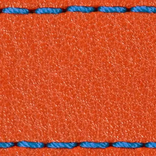 Pasek C1 23mm | Pomarańczowy / Niebieska nić | Części skórzane bez klamry
