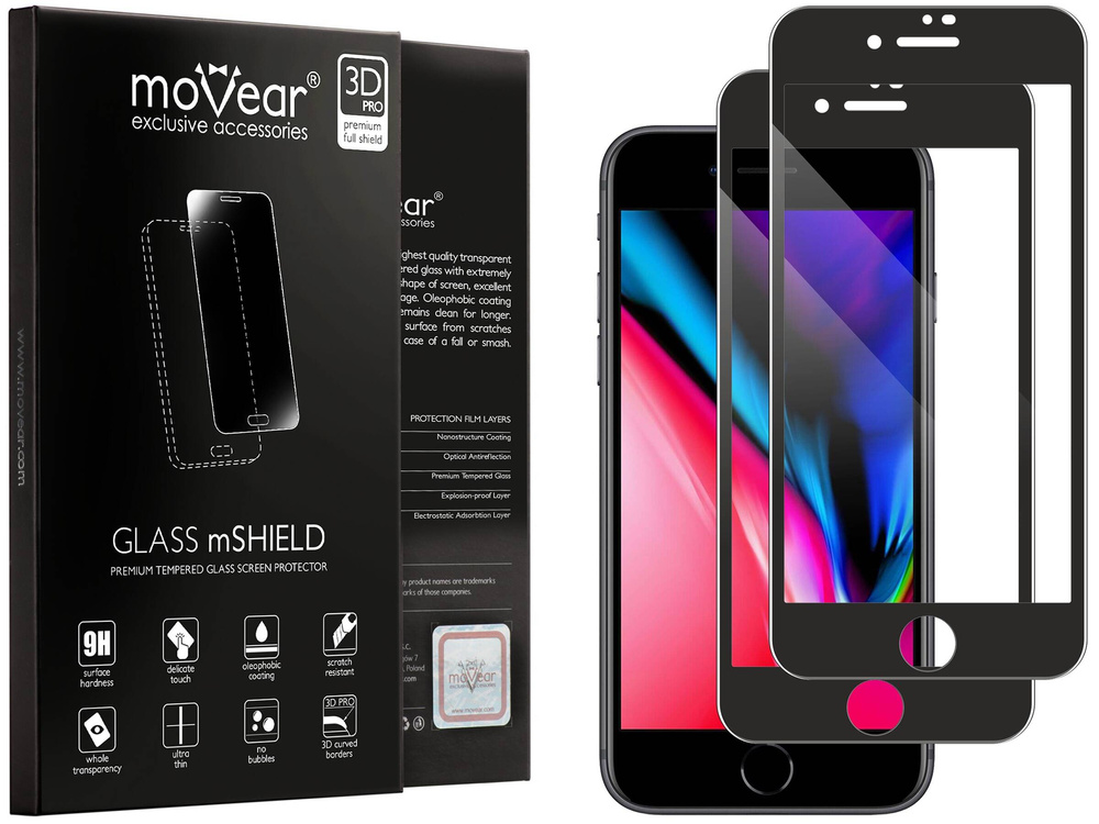 2 szt. | moVear GLASS mSHIELD 3D PRO do Apple iPhone 8 Plus / 7 Plus (5.5") (na cały ekran)