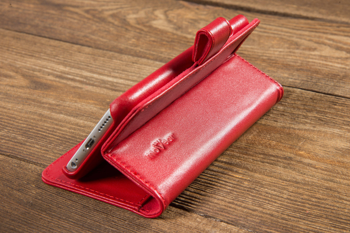 moVear multiCover W Skórzane Etui 3w1 do Apple iPhone 6 / 6s | Portfel, Wallet | Skóra Gładka | Czerwony