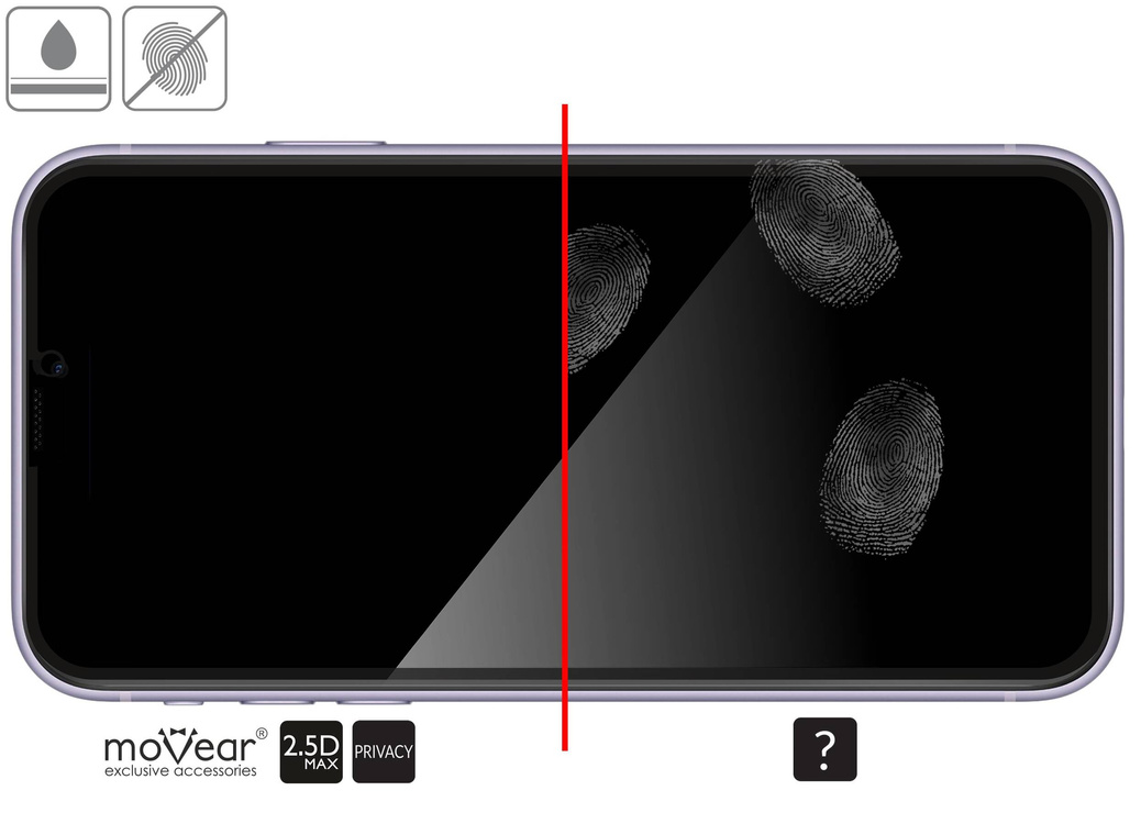 moVear mBOX GLASS mSHIELD 2.5D MAX privacy do Apple iPhone 11 / Xr (6.1") (Anty spy, z Aplikatorem)