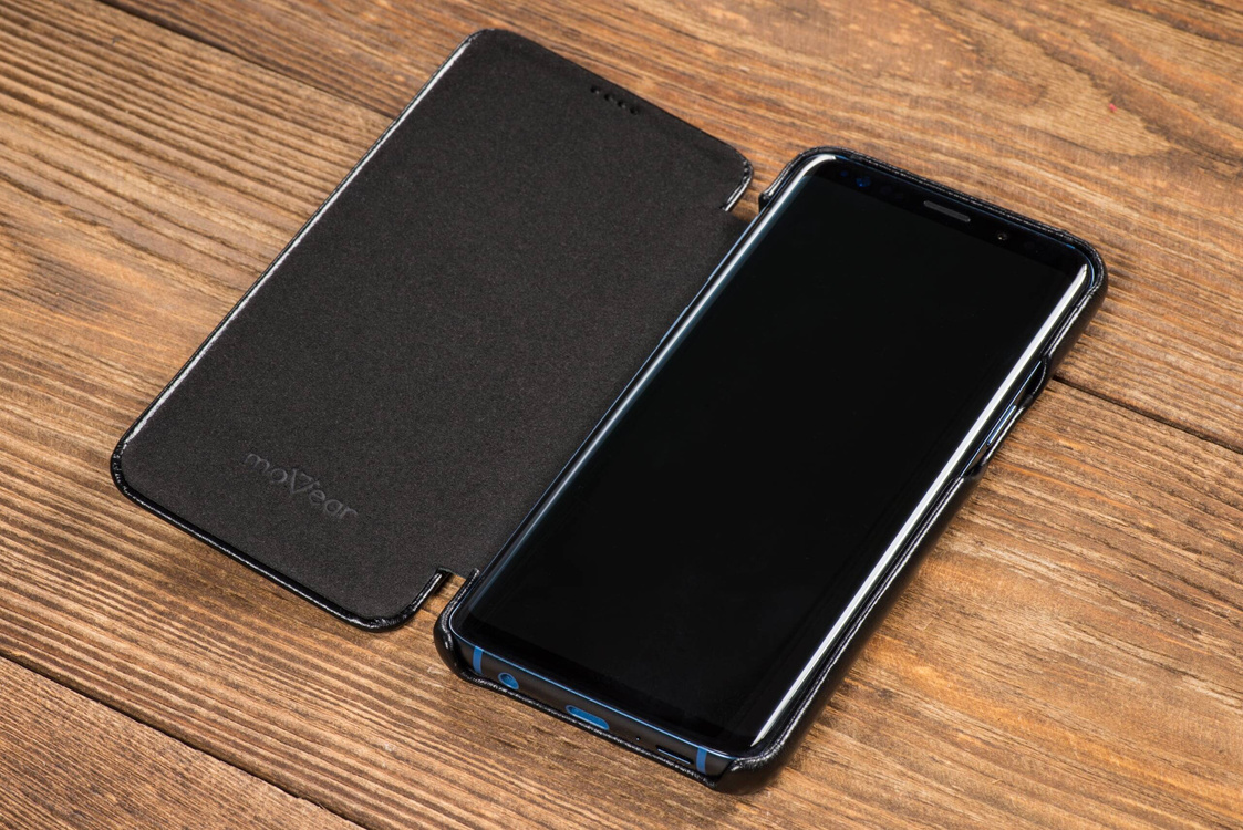 moVear flipSide S skórzane etui do Samsung Galaxy S9 (5.8") | Skóra naturalna vintage (Czarna)