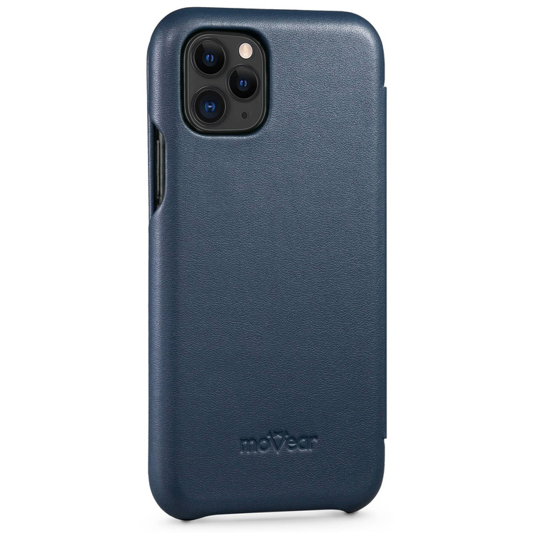 moVear flipSide S skórzane etui do Apple iPhone 11 Pro (5.8") | Skóra naturalna nappa (Granatowa)
