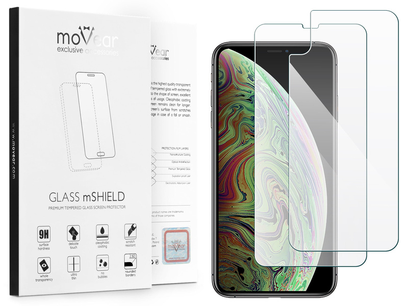moVear GLASS mSHIELD 2.5D na Apple iPhone Xs MAX | Szkło Hartowane (Przód + Tył)