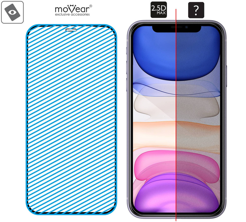 2 szt. | moVear GLASS mSHIELD 2.5D MAX do Apple iPhone 11 / Xr (6.1") (kompatybilne z etui)