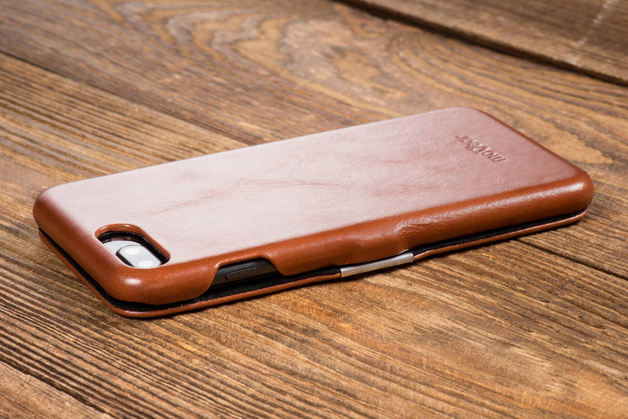 moVear flipSide C skórzane etui do Apple iPhone 8 Plus / 7 Plus (5.5") | Skóra naturalna vintage (Brązowa)