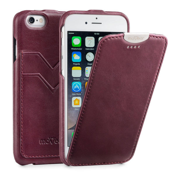 moVear flipDown C+ Skórzane Etui do Apple iPhone 6 / 6s | Skóra Vintage | Fioletowy