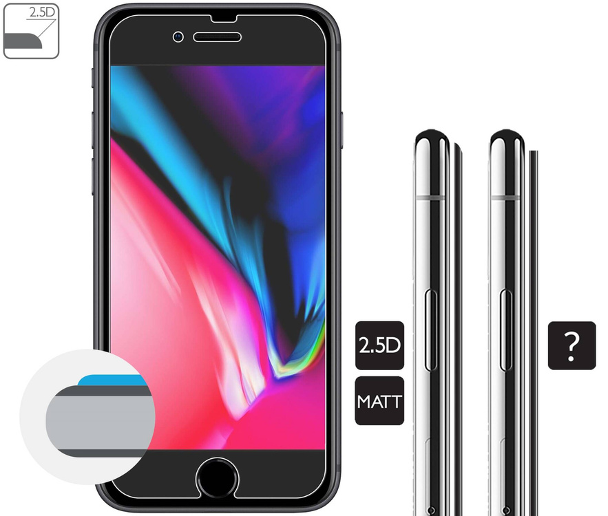 2 szt. | moVear GLASS mSHIELD 2.5D MATT do Apple iPhone 8 Plus / 7 Plus (5.5") (Antyrefleksyjne, kompatybilne z etui)